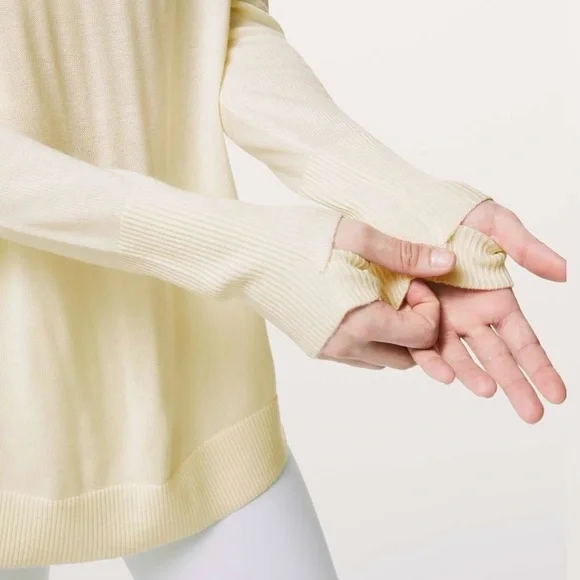 Lululemon Still At Ease Cashlu Knit Pullover Sweater in Angel Wing Cream Size 6 - Picture 2 of 13